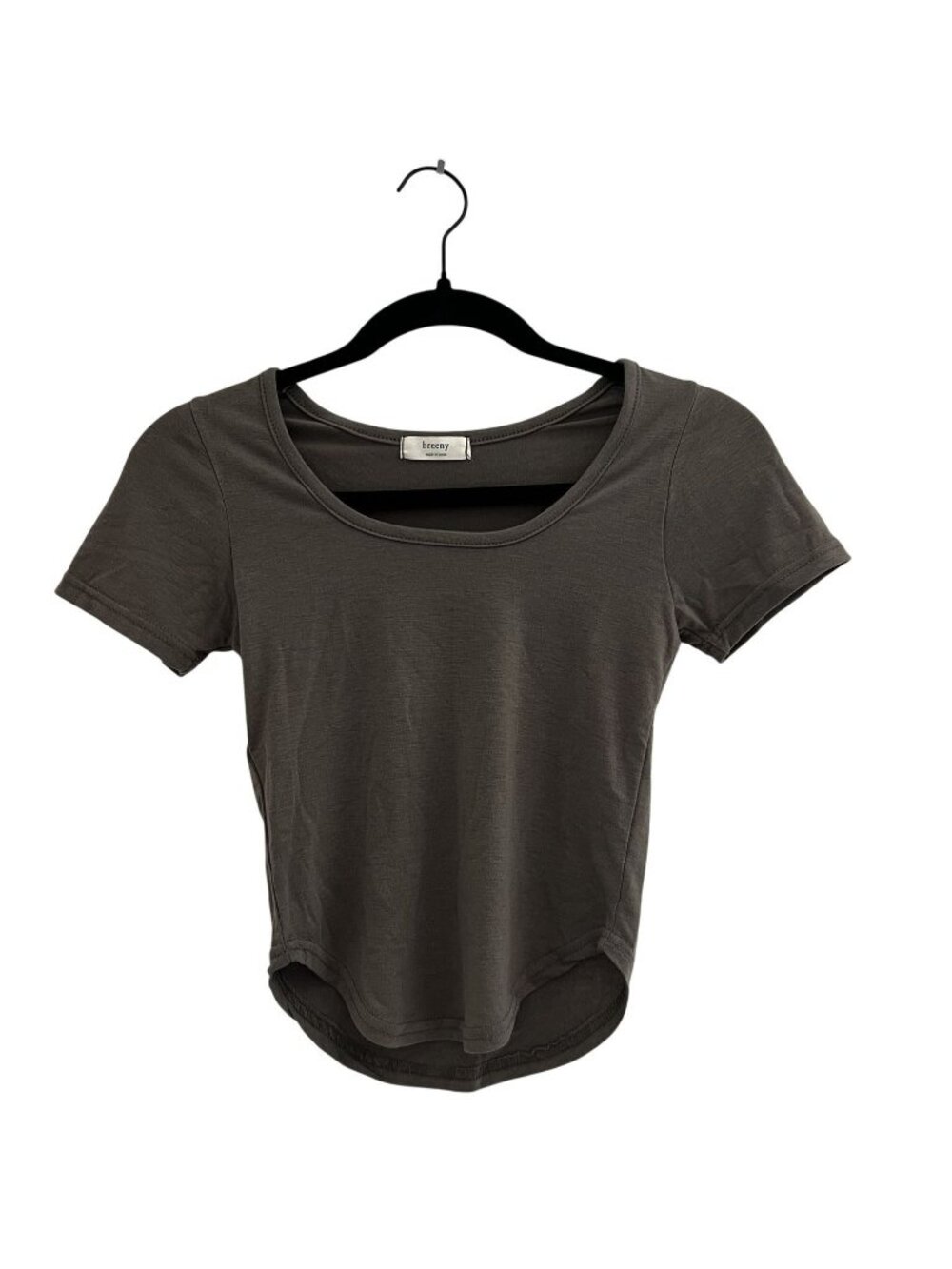 Soft Baby Tee Crop Top in Grey/Green, Made in Korea, One size (fits like XS/S)